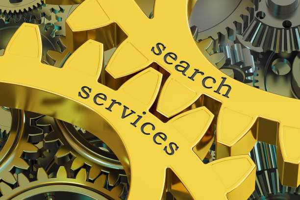 search services concept on the gearwheels, 3D rendering
