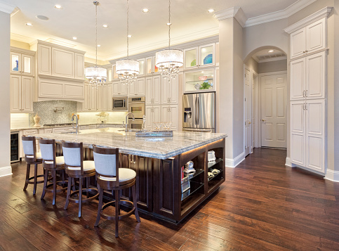 Beautiful Custom Kitchen with Island in Estate Home