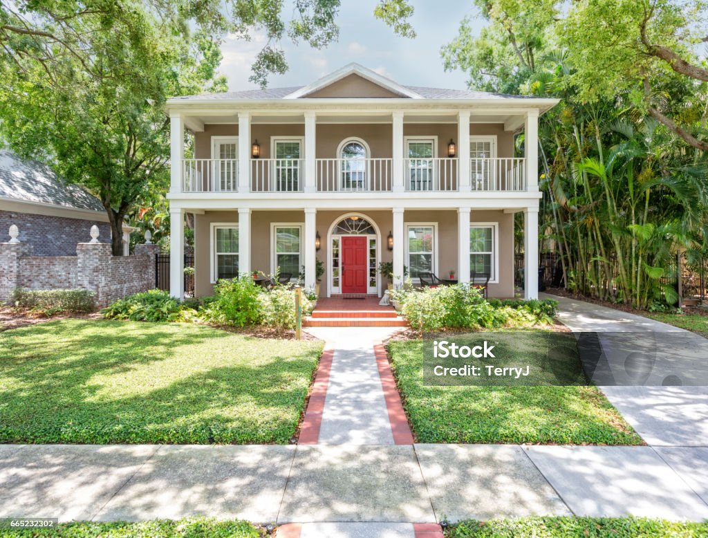 Regional Luxury Houses Beautiful two story colonial home House Stock Photo