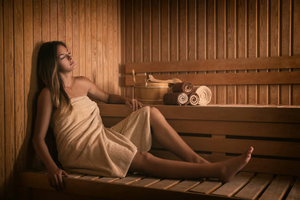 istock The girl relaxes in a sauna 665271072