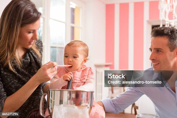 Happy Family In The Kitchen Stock Photo - Download Image Now - Horizontal, Humor, Italy
