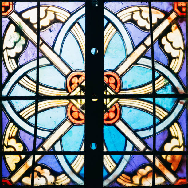 istock Image of a multicolored stained glass window 665274090