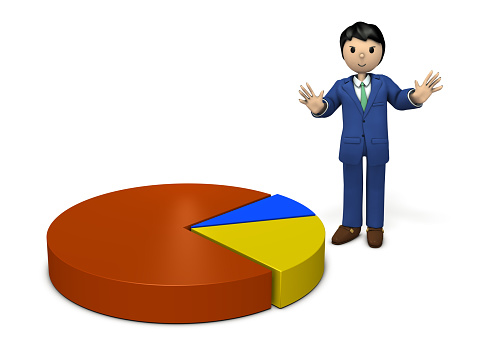 A businessman explaining the results of market research. 3D illustration