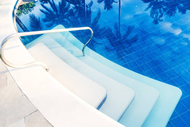 istock Reflection of palm trees over swimming pool 665277476