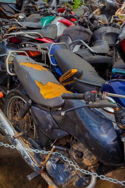 istock Abandoned, old and destryoed motorcicles 665278098
