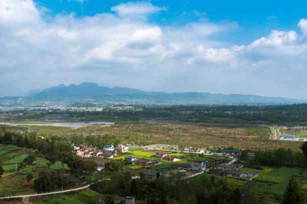 istock Small village in the field of spring 665298530