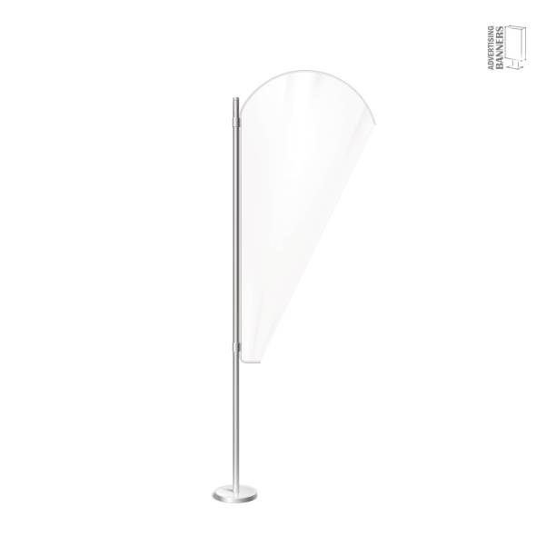 istock White outdoor feather flag, stander advertising banner shield 665304716