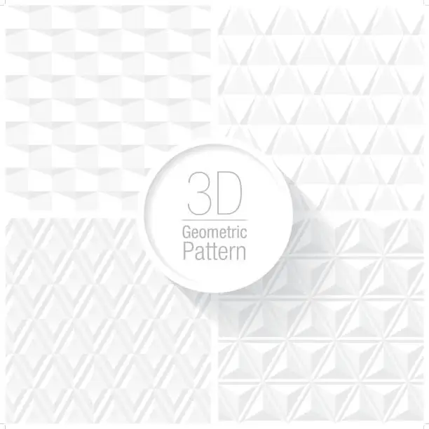 Vector illustration of clean and simple white geometric pattern set of 4