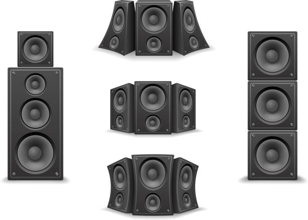 Music Speaker Twisted Isolated 3d Realistic Icons Set Design Vector Illustration vector art illustration