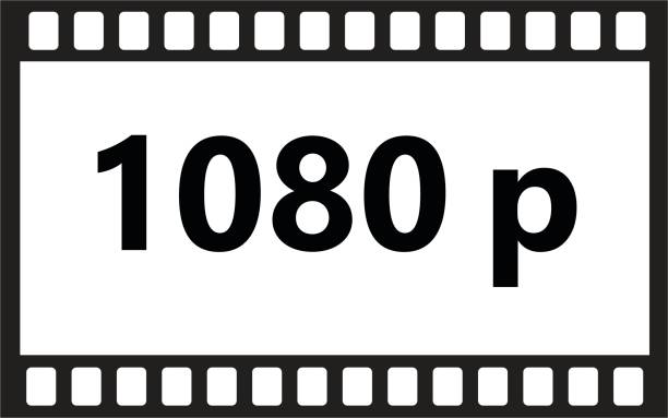 плоская икона 1080p hd видео на белом фоне. - hd 1080 stock illustrations