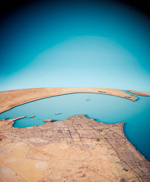 istock Kuwait City 3D Render Satellite View Topographic Map Vertical 665330334