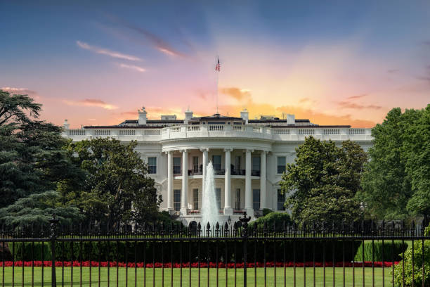 istock Washington White House on sunset background 665330476