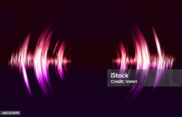 Vector Techno Background With Crcular Sound Vibration Resonance Pulse Cardiogram Stock Illustration - Download Image Now