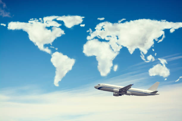 istock World Map over the airplane,Travel Concept 665333720
