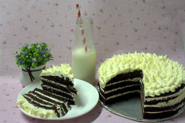 istock Chocolate Moist Cake with white chocolate frosting 665336714