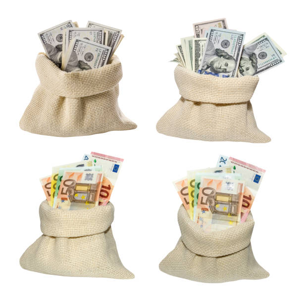 istock dollar and euro bills in bag isolated on white 665337610