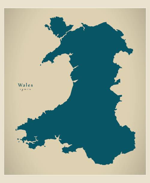 현대 지도-영국 웨일즈 - wales stock illustrations