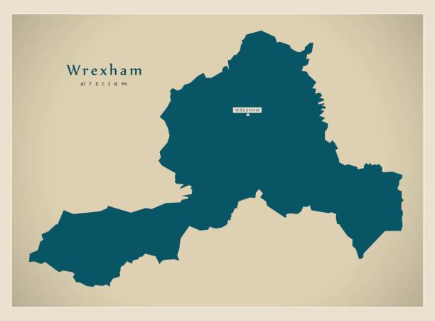 ilustraciones, imágenes clip art, dibujos animados e iconos de stock de mapa moderno - wrexham gales reino unido - wrexham