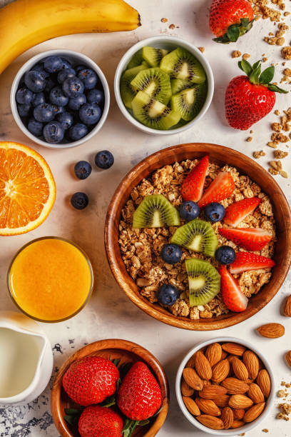 istock Healthy breakfast - bowl of muesli 665344928
