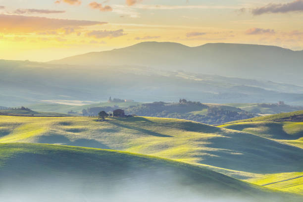 istock Landscape in Tuscany at sunrise 665345048