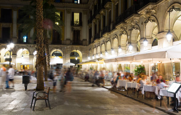 istock Night illumination of Royal square in Barcelona 665345346
