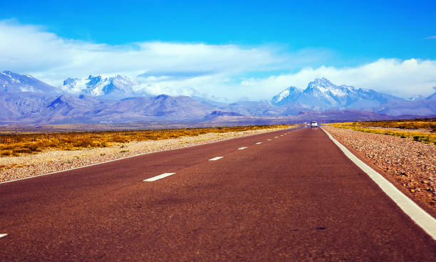 View on the Andean Mountains from valley near Las Lenas in Argentina