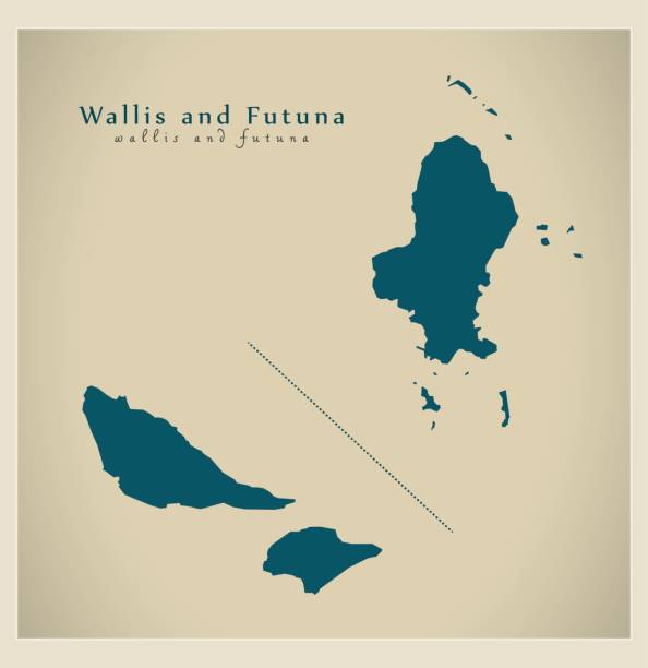 illustrazioni stock, clip art, cartoni animati e icone di tendenza di mappa moderna - wallis e futuna wf - isole wallis e futuna