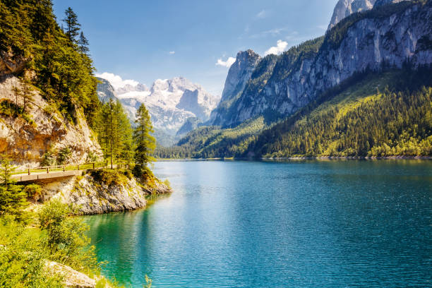 istock Great azure alpine lake Vorderer Gosausee. 665346346
