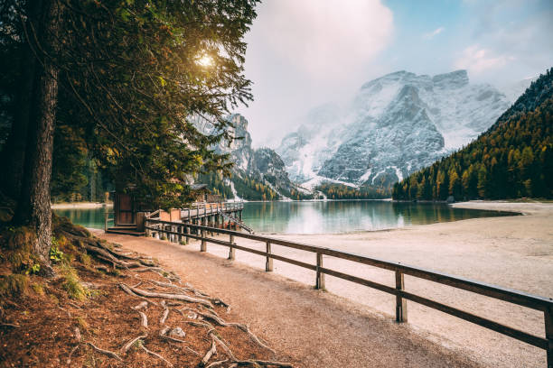 istock Great alpine lake Braies (Pragser Wildsee). 665346446