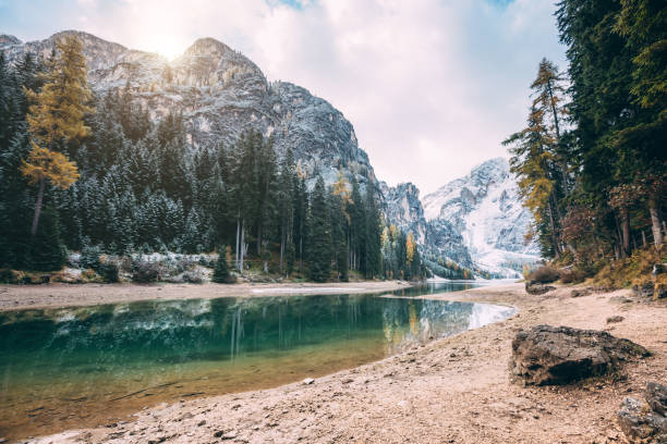 istock Great scene the alpine lake Braies (Pragser Wildsee). 665346572