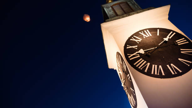 istock Big clock tower showing time  in Novi Sad 665356960