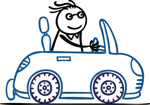 Vector illustration of Cartoon man is driving