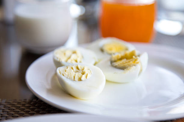 Boiled eggs and orange juice