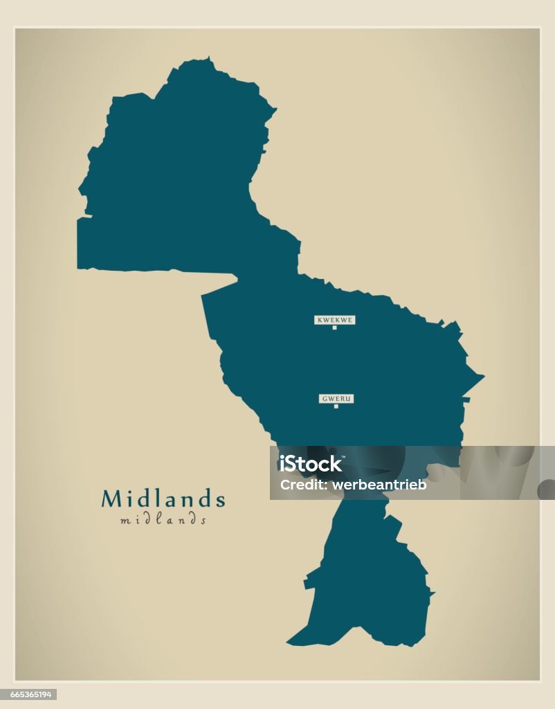 Map For Midlands Modern Map Midlands Zw Stock Illustration - Download Image Now ...