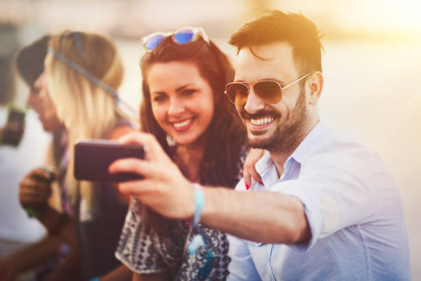 istock Group of friends having fun outdoors and are happy 665365624