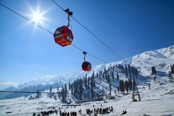 Gandola Cable car in Gulmarg stock photo