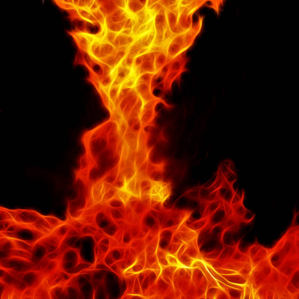 istock Fire flames, isolated on black background, fractal image 665366598
