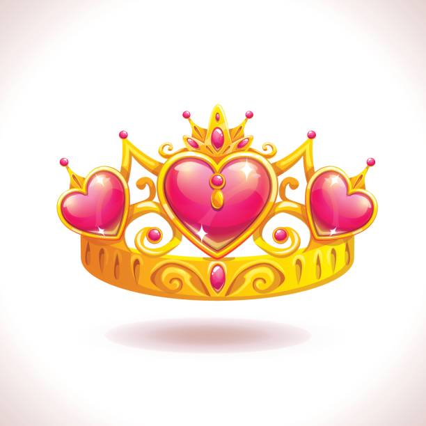 illustrations, cliparts, dessins animés et icônes de belle couronne de princesse or - ornate swirl heart shape beautiful