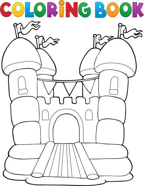 Vector illustration of Coloring book inflatable castle