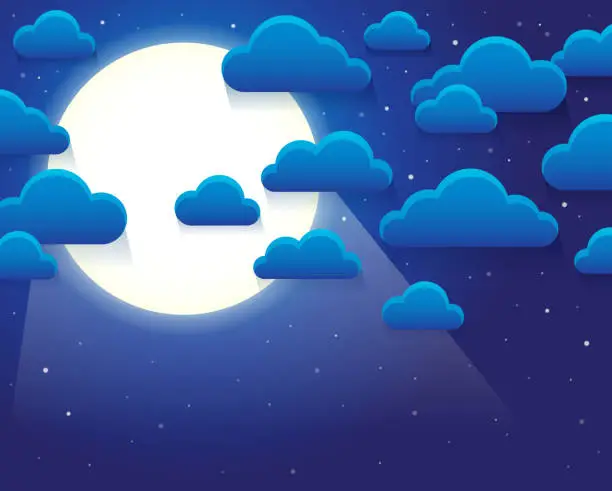 Vector illustration of Night sky with stylized clouds theme 1