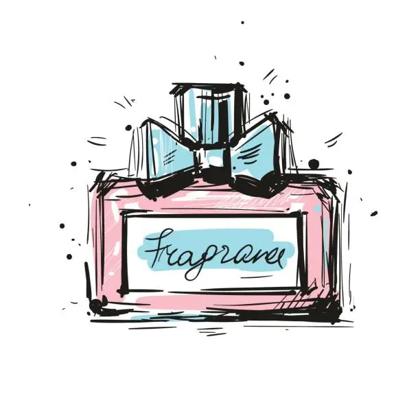 Vector illustration of Perfume bottle vector illustration. Eau de parfum. Eau de toilette.