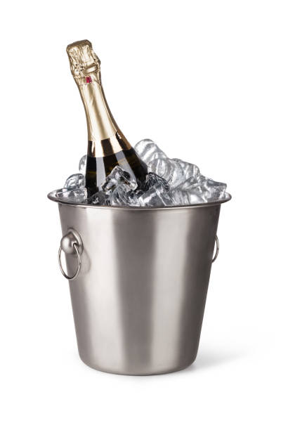 istock Champagne bottle in a bucket with ice 665380954