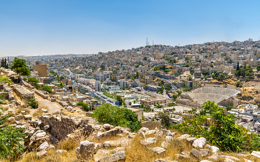 Cityscape of Amman downtown from the Citadel - Jordan