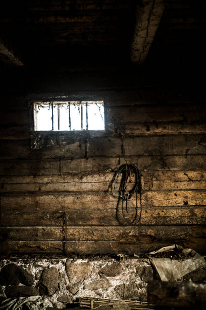 istock The old, abandoned, obsolete barn with some old stuff in a small village in Belarus, Eastern Europe 665394646