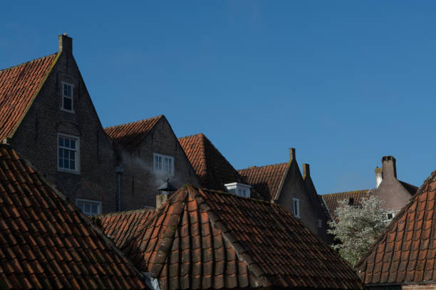 istock Traditional Dutch old roofs in small village 665402390