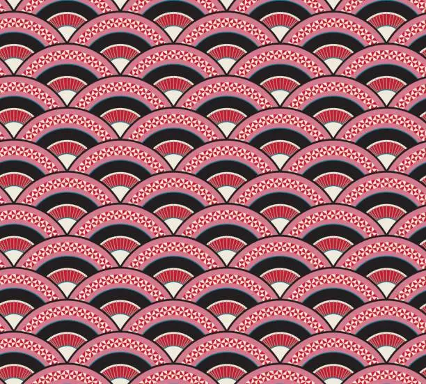 Vector illustration of Pink Chinese Waves (Seamless Pattern)