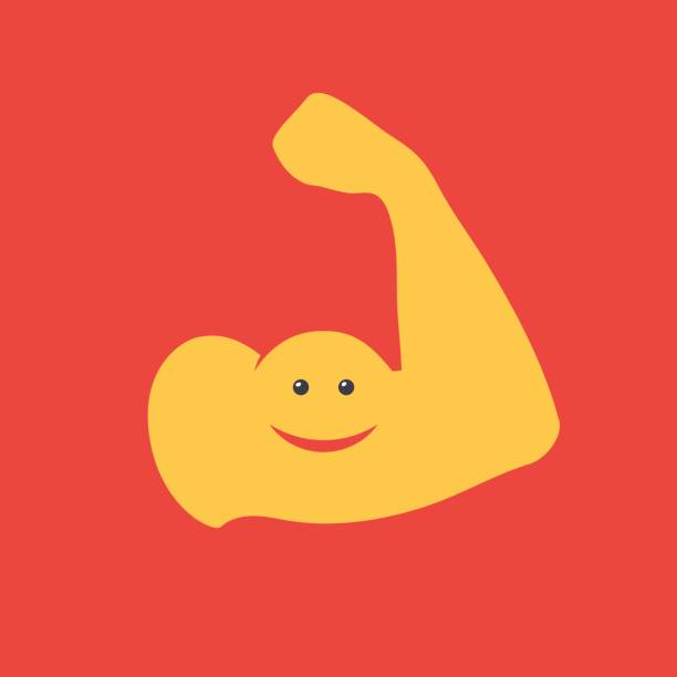 śmieszne muskularne ramię - flexing muscles bicep men human arm stock illustrations