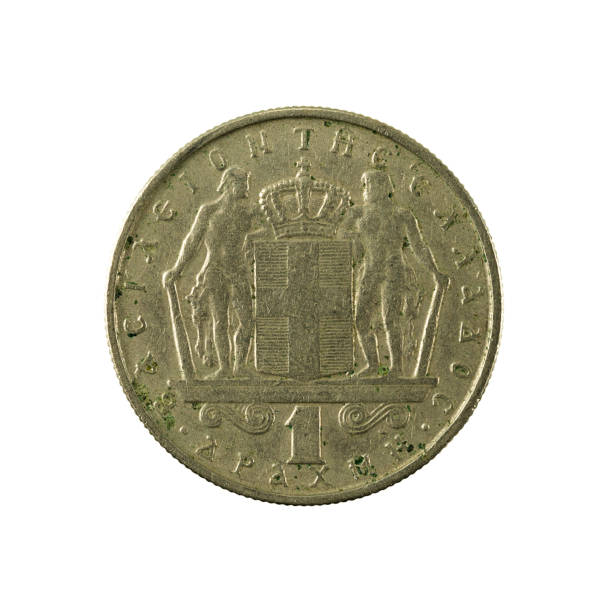 istock 1 greek drachma coin (1967) obverse isolated on white background 665410668
