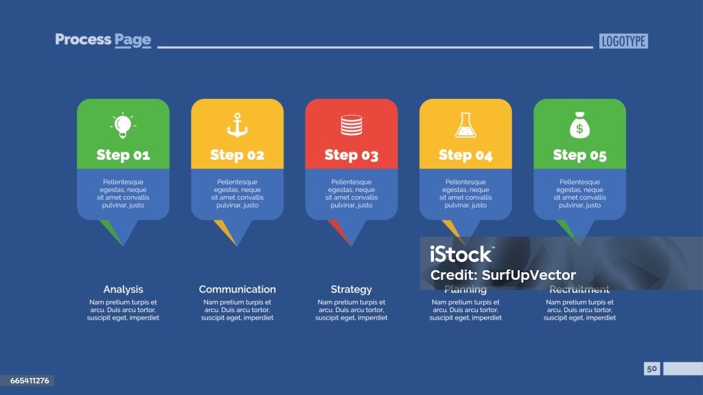 5 Pointer Five Pointers Slide Template Stock Illustration - Download Image Now ...