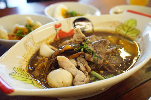 istock Bowl of thai style beef noodle soup 665411676
